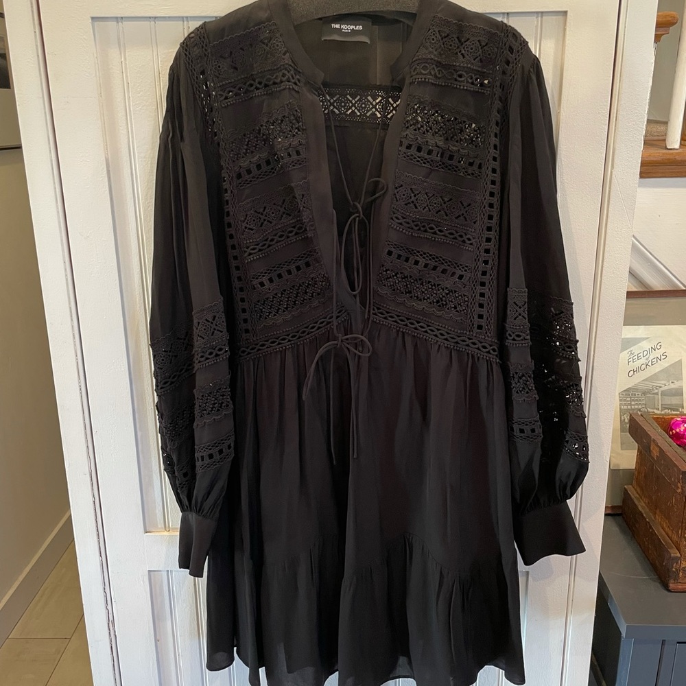 The Kooples short black dress with lace detail